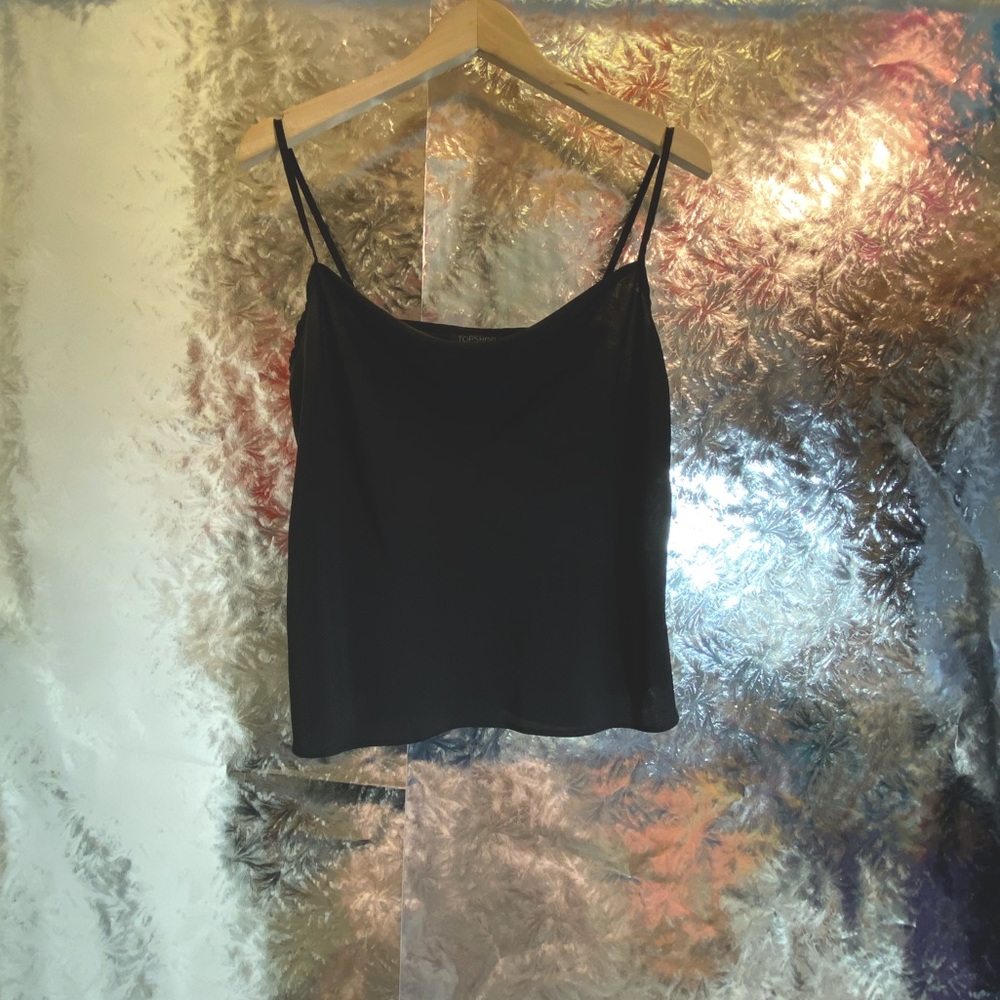TopShop Black Draped Tank Top
